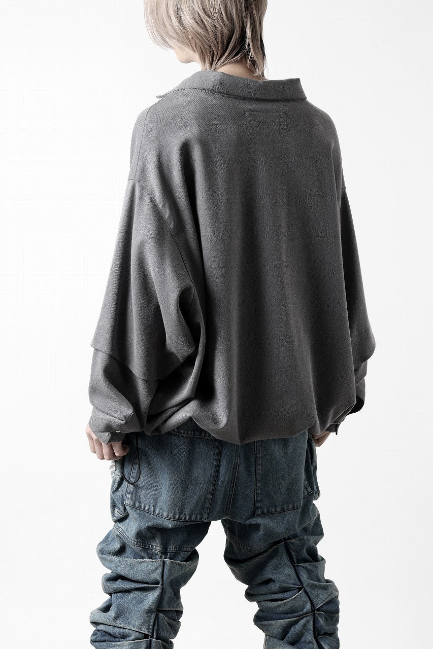 A.F ARTEFACT LAYERED SLEEVE OVER SIZE SHIRTS / SERGE TWILL (L.GREY)