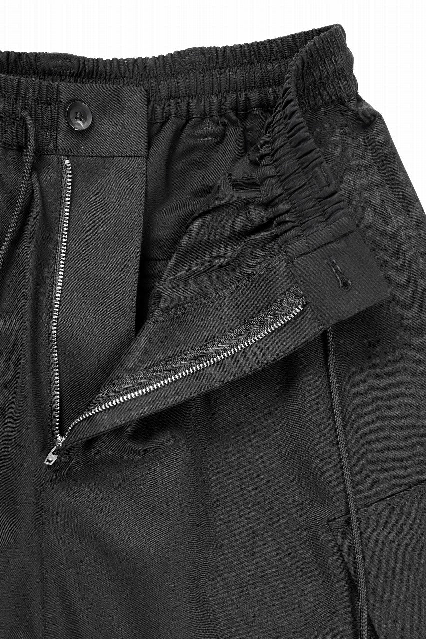 Y-3 Yohji Yamamoto REFINED WOOL SAROUEL CARGO PANTS (BLACK)