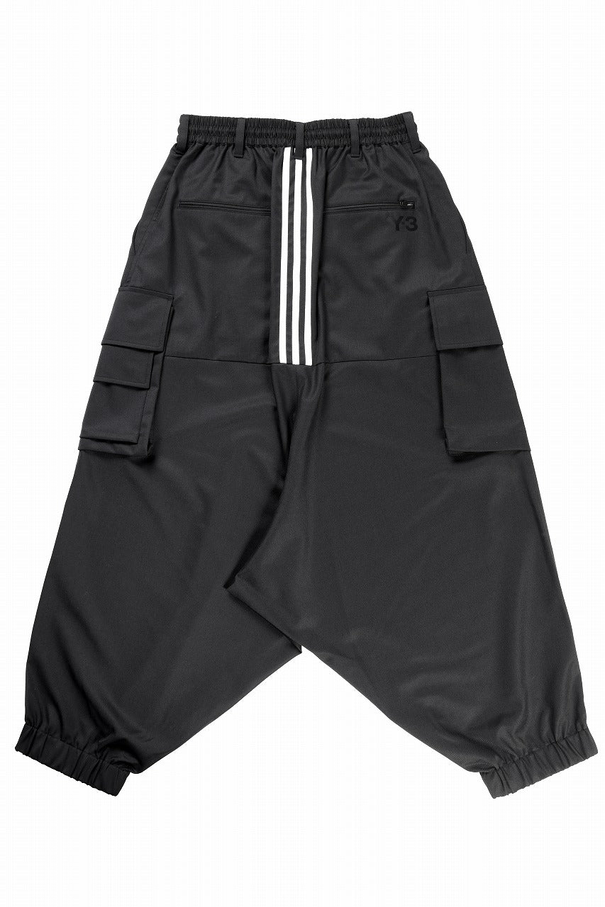 Y-3 Yohji Yamamoto REFINED WOOL SAROUEL CARGO PANTS (BLACK)