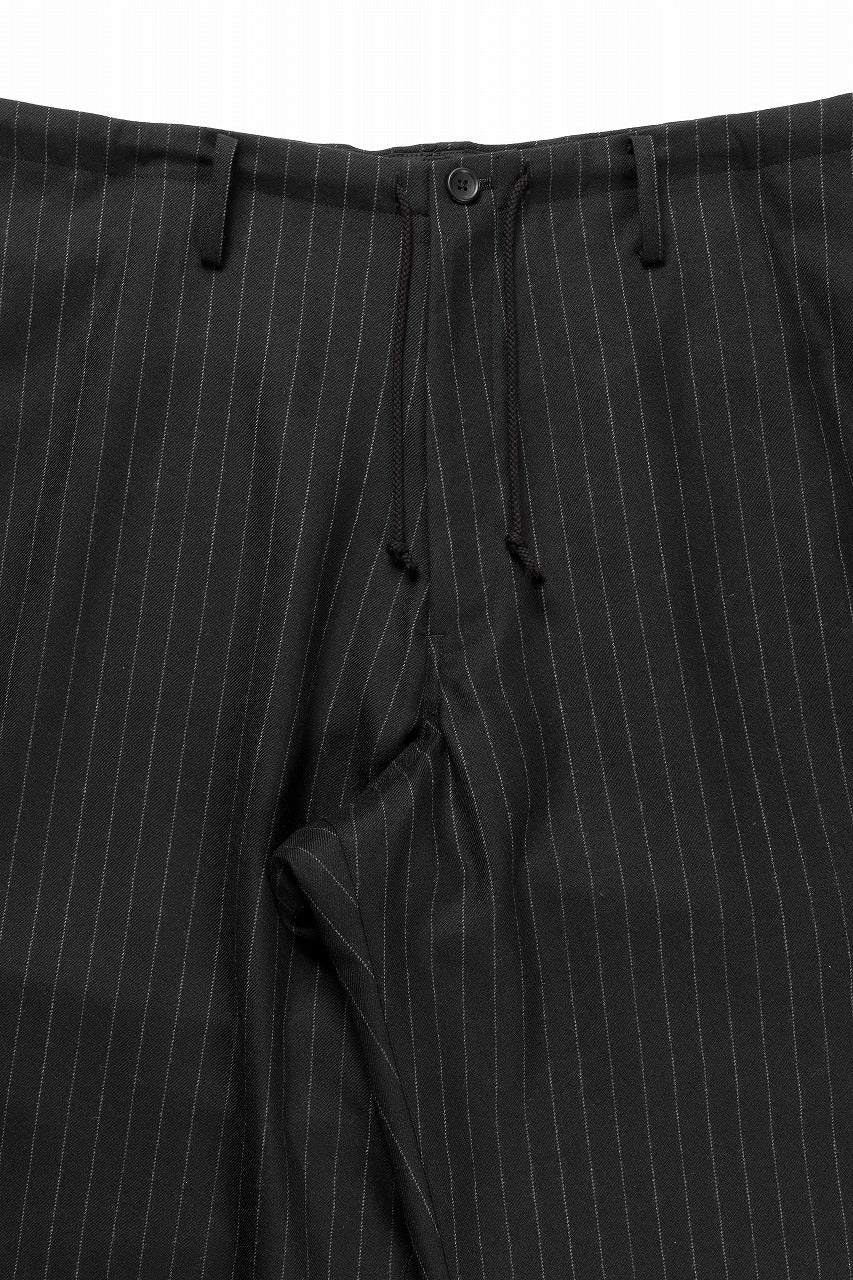 画像をギャラリービューアに読み込む, Y&#39;s for men WIDE-LEG DRAWSTRING PANTS / STRIPED SERGE (BLACK)