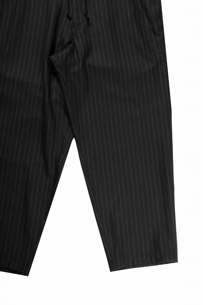 画像をギャラリービューアに読み込む, Y&#39;s for men WIDE-LEG DRAWSTRING PANTS / STRIPED SERGE (BLACK)