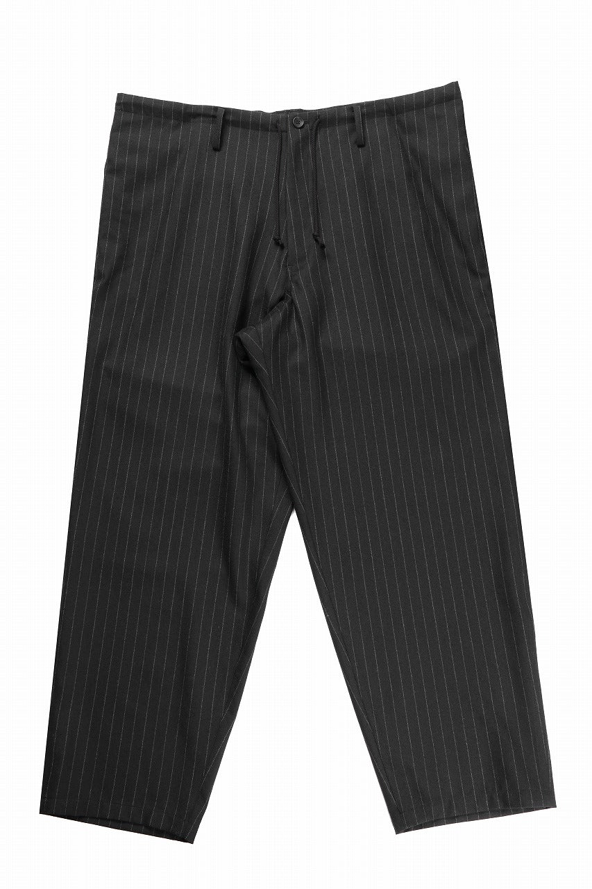 画像をギャラリービューアに読み込む, Y&#39;s for men WIDE-LEG DRAWSTRING PANTS / STRIPED SERGE (BLACK)