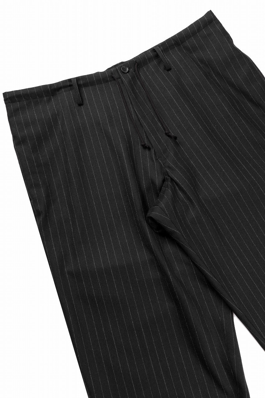 画像をギャラリービューアに読み込む, Y&#39;s for men WIDE-LEG DRAWSTRING PANTS / STRIPED SERGE (BLACK)