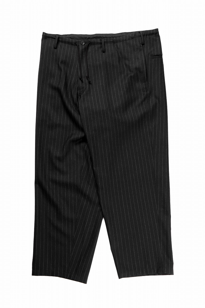 画像をギャラリービューアに読み込む, Y&#39;s for men WIDE-LEG DRAWSTRING PANTS / STRIPED SERGE (BLACK)