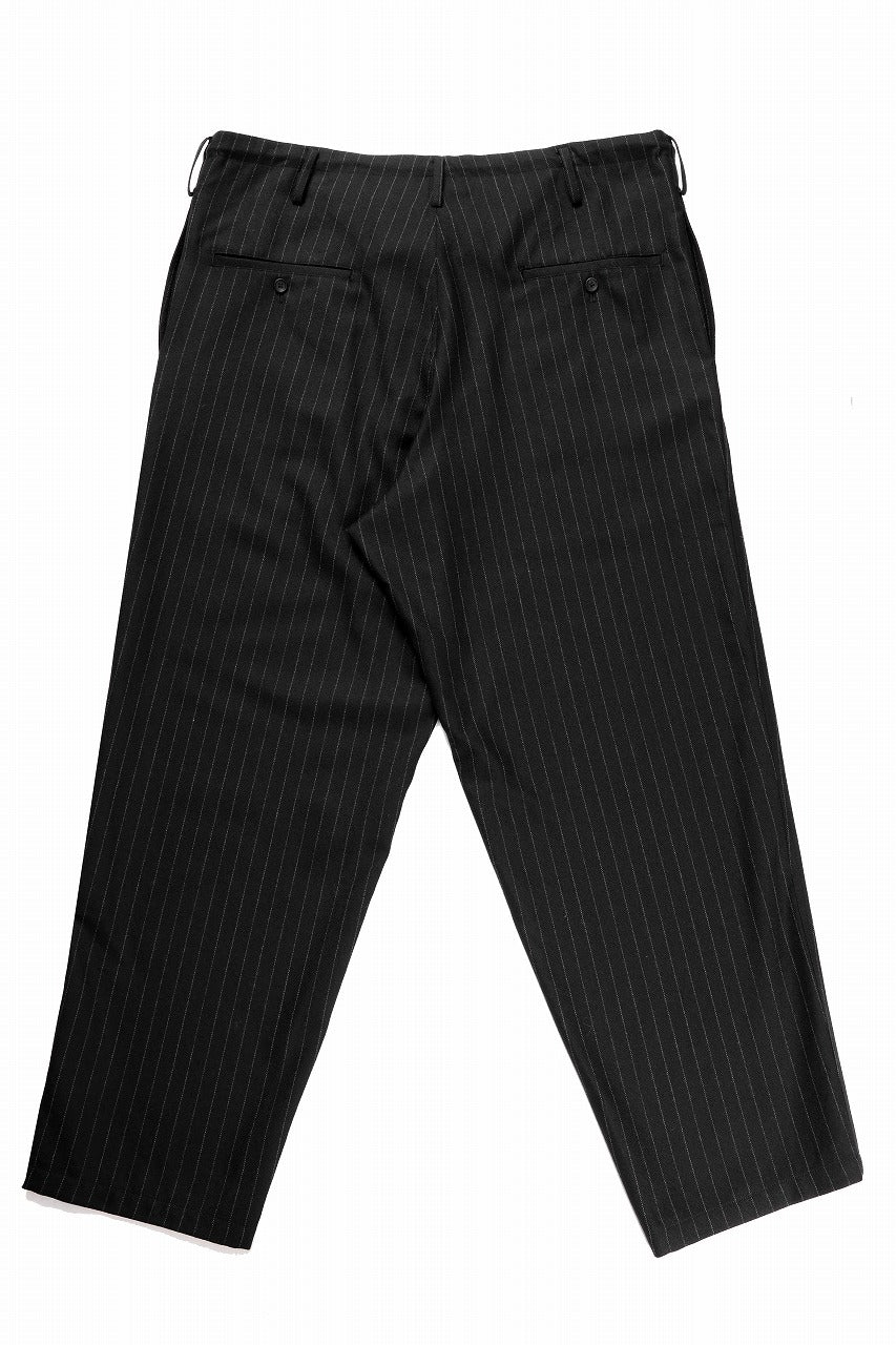 Y's for men WIDE-LEG DRAWSTRING PANTS / STRIPED SERGE (BLACK)
