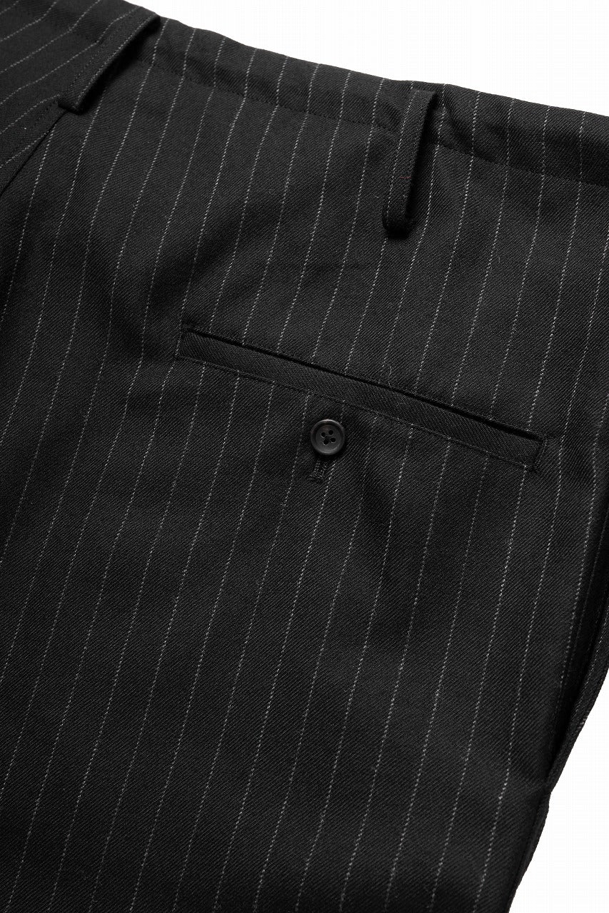 画像をギャラリービューアに読み込む, Y&#39;s for men WIDE-LEG DRAWSTRING PANTS / STRIPED SERGE (BLACK)