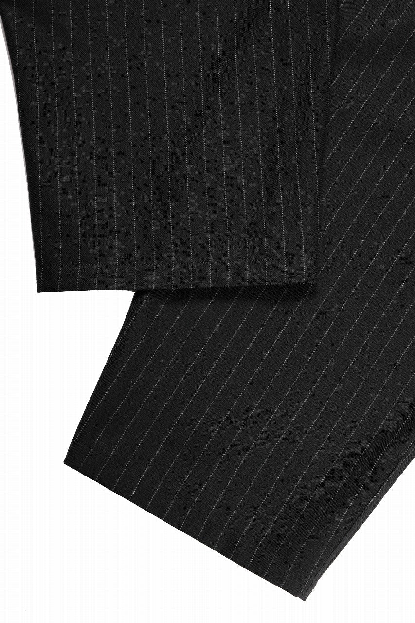 画像をギャラリービューアに読み込む, Y&#39;s for men WIDE-LEG DRAWSTRING PANTS / STRIPED SERGE (BLACK)