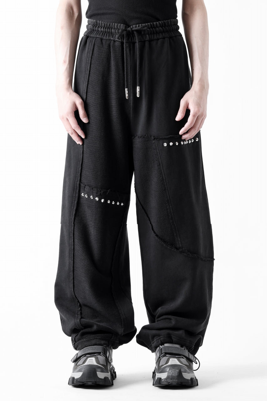 画像をギャラリービューアに読み込む, Feng Chen Wang PANELLED STRAIGHT SWEATPANTS (BLACK)