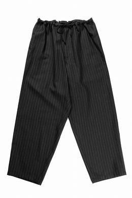 Y's for men WIDE-LEG DRAWSTRING PANTS / STRIPED SERGE (BLACK)