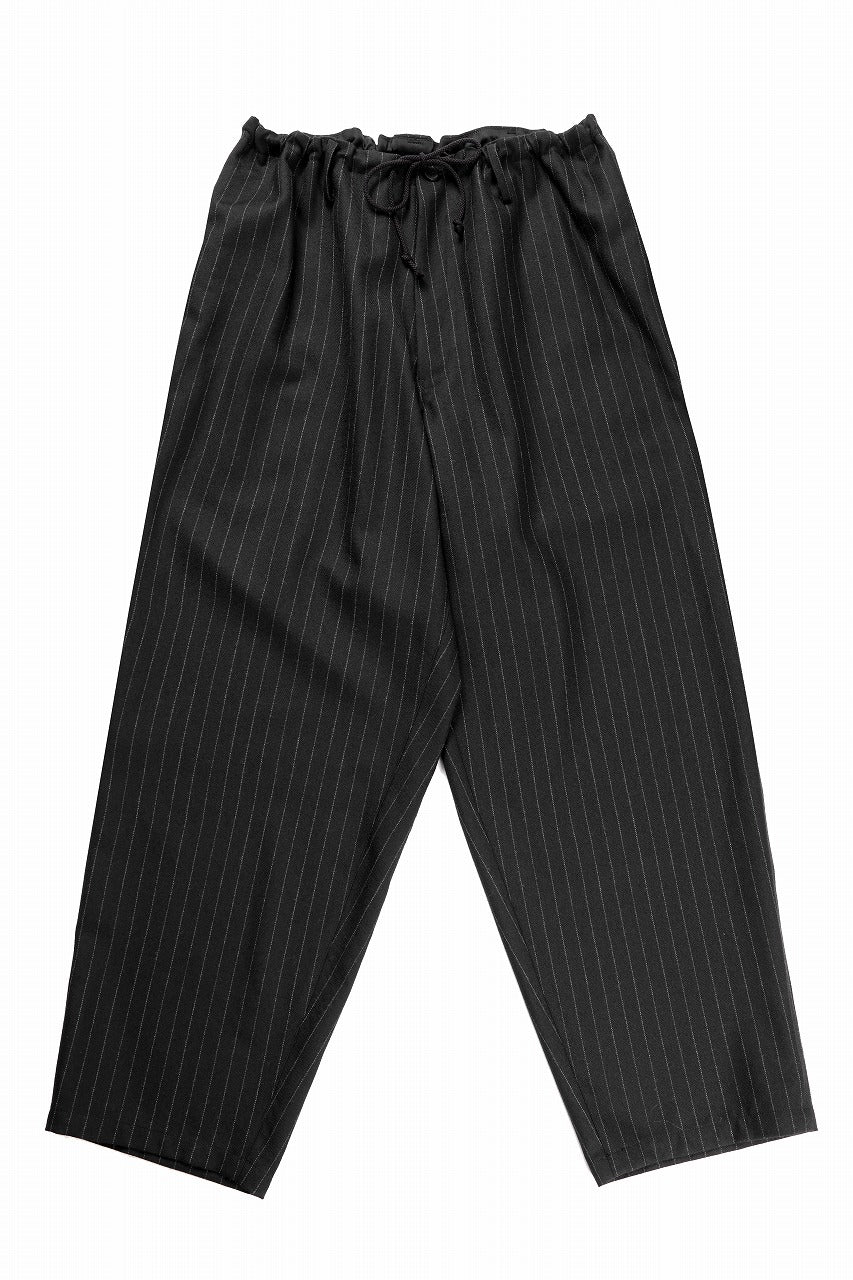 画像をギャラリービューアに読み込む, Y&#39;s for men WIDE-LEG DRAWSTRING PANTS / STRIPED SERGE (BLACK)