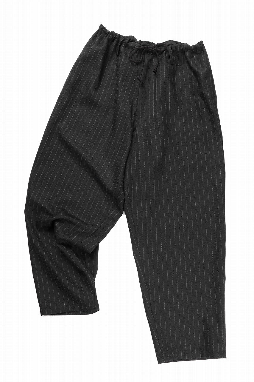 画像をギャラリービューアに読み込む, Y&#39;s for men WIDE-LEG DRAWSTRING PANTS / STRIPED SERGE (BLACK)