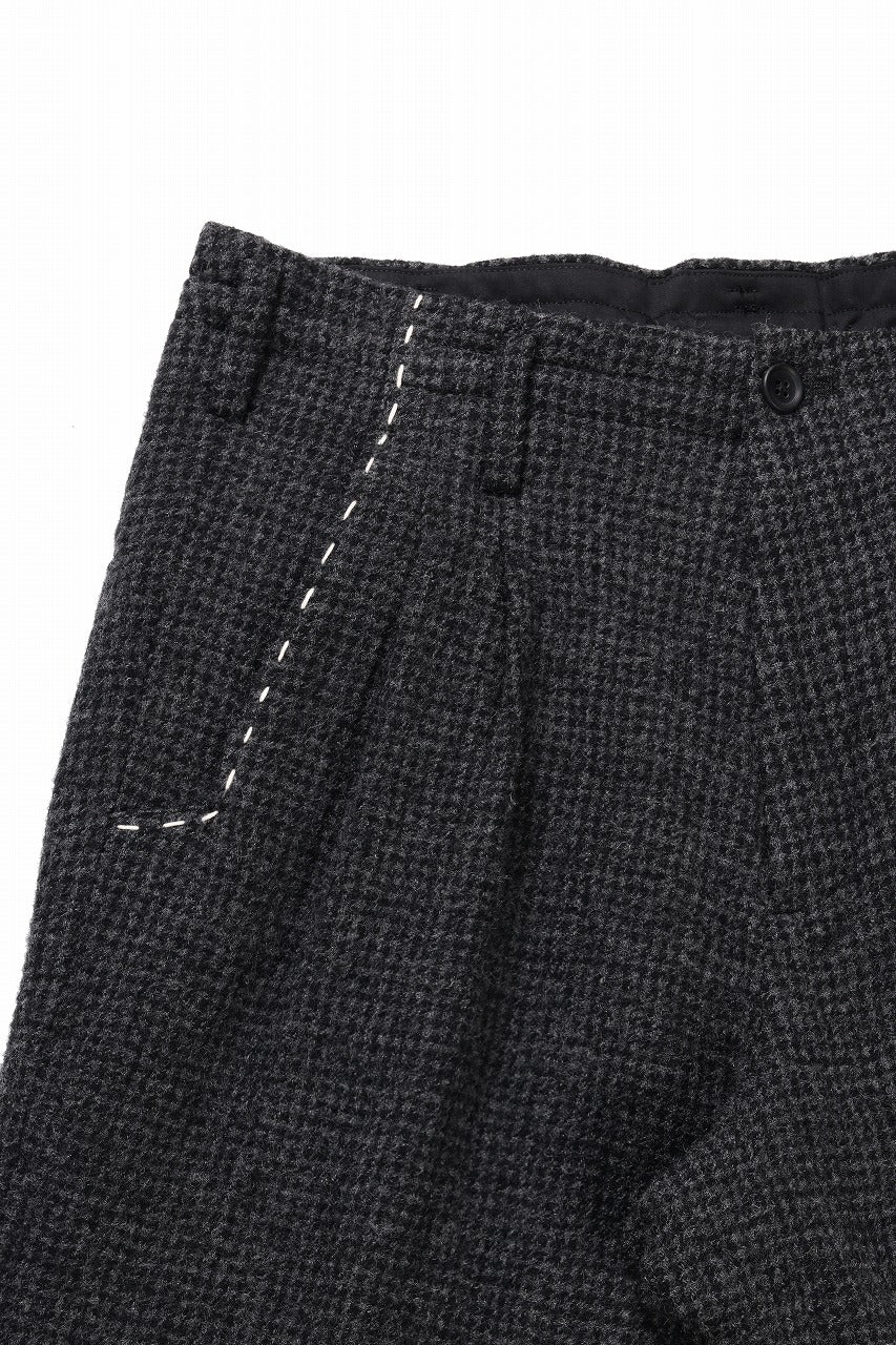 画像をギャラリービューアに読み込む, Y&#39;s for men TAB DETAIL PANTS with HAND STITCH / HOUNDSTOOTH WOOL (BLACK)