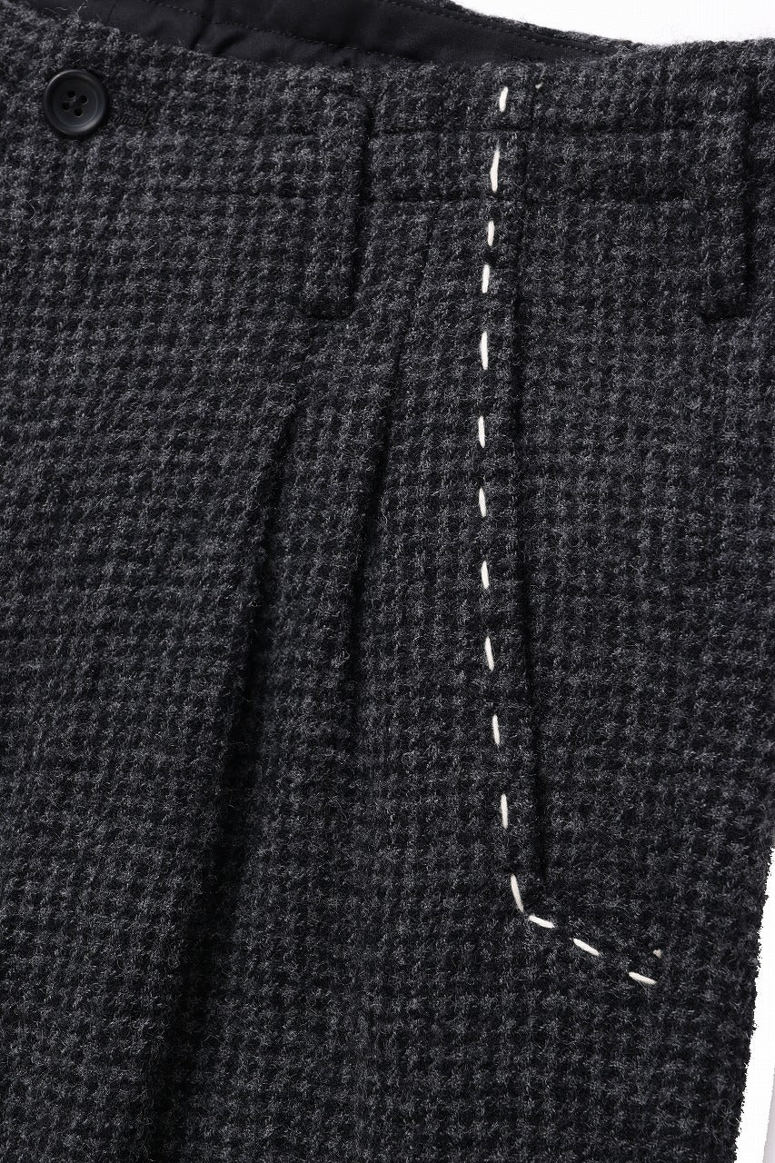画像をギャラリービューアに読み込む, Y&#39;s for men TAB DETAIL PANTS with HAND STITCH / HOUNDSTOOTH WOOL (BLACK)