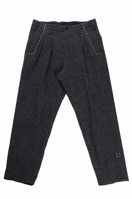 Y's for men TAB DETAIL PANTS with HAND STITCH / HOUNDSTOOTH WOOL (BLACK)