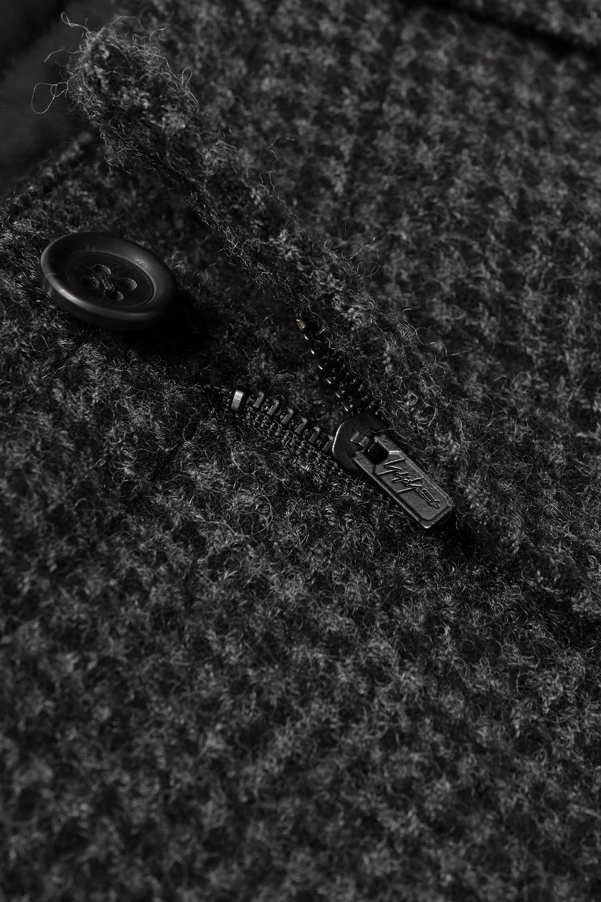 画像をギャラリービューアに読み込む, Y&#39;s for men TAB DETAIL PANTS with HAND STITCH / HOUNDSTOOTH WOOL (BLACK)