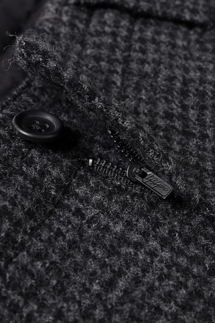 画像をギャラリービューアに読み込む, Y&#39;s for men TAB DETAIL PANTS with HAND STITCH / HOUNDSTOOTH WOOL (BLACK)