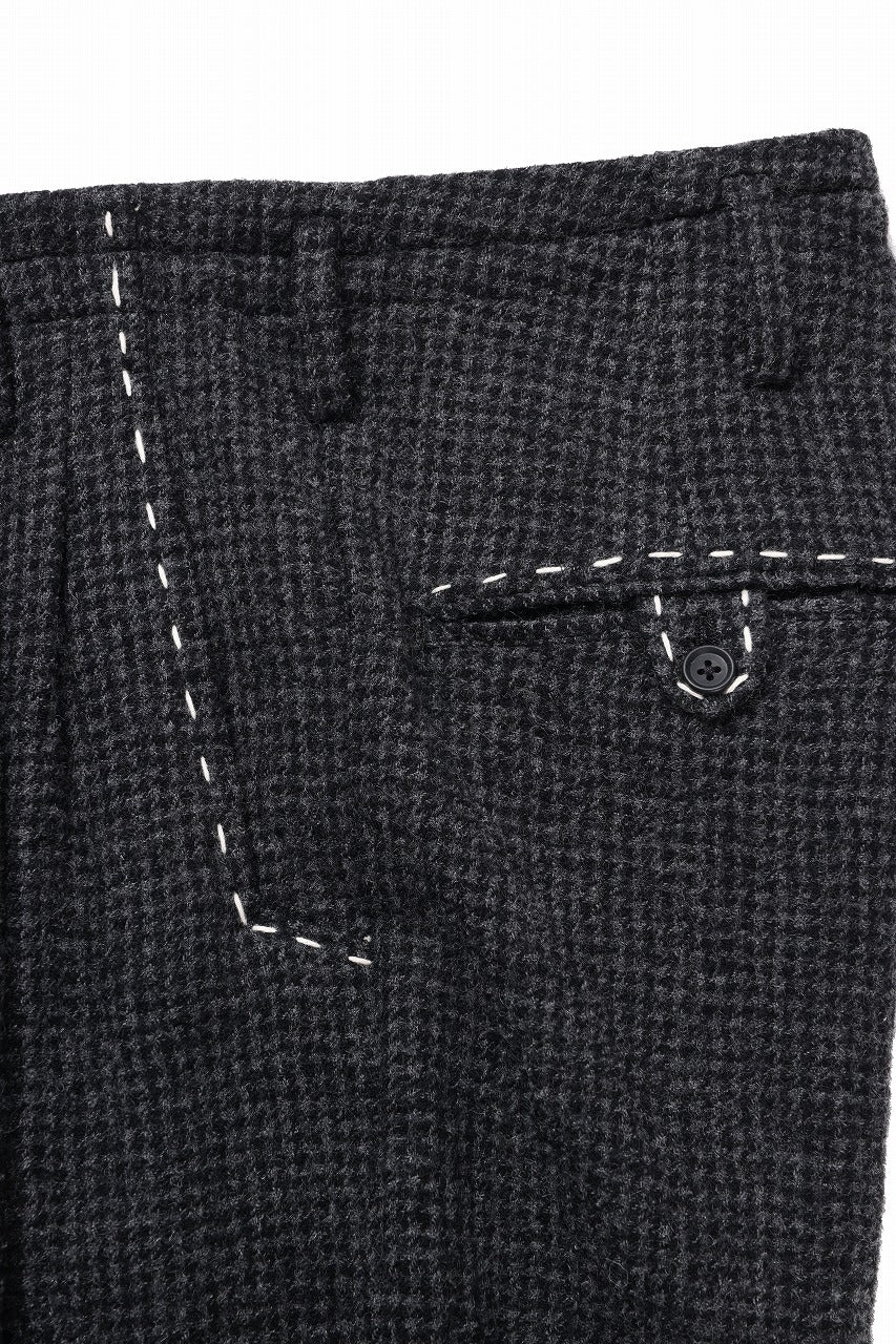 画像をギャラリービューアに読み込む, Y&#39;s for men TAB DETAIL PANTS with HAND STITCH / HOUNDSTOOTH WOOL (BLACK)