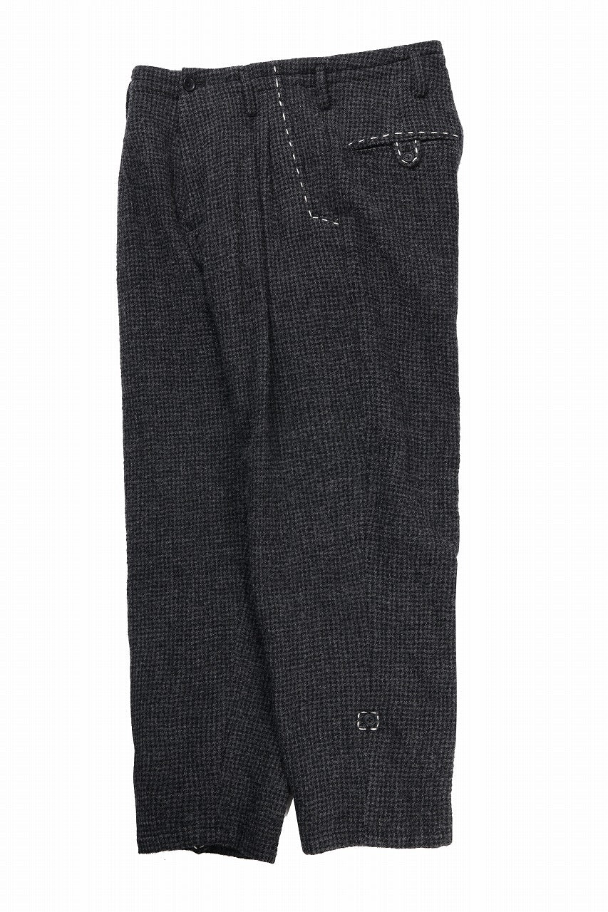 画像をギャラリービューアに読み込む, Y&#39;s for men TAB DETAIL PANTS with HAND STITCH / HOUNDSTOOTH WOOL (BLACK)
