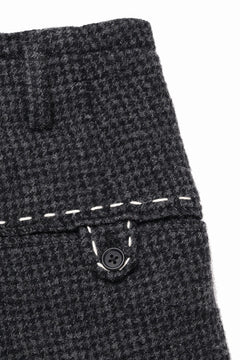 画像をギャラリービューアに読み込む, Y&#39;s for men TAB DETAIL PANTS with HAND STITCH / HOUNDSTOOTH WOOL (BLACK)