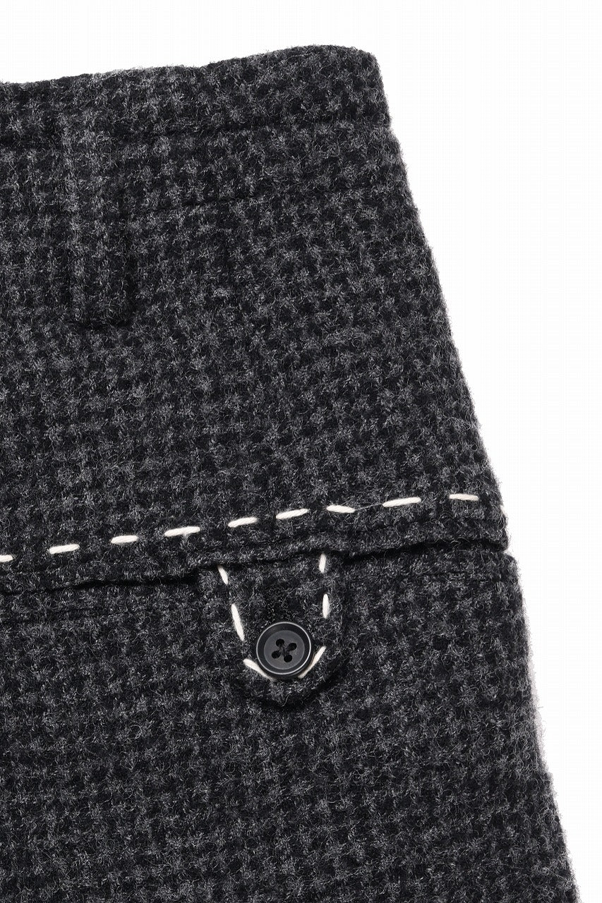 画像をギャラリービューアに読み込む, Y&#39;s for men TAB DETAIL PANTS with HAND STITCH / HOUNDSTOOTH WOOL (BLACK)