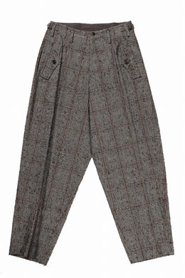 Y's DOUBLE TUCK WIDE PANTS / NEEDLE PUNCHED (BEIGE)