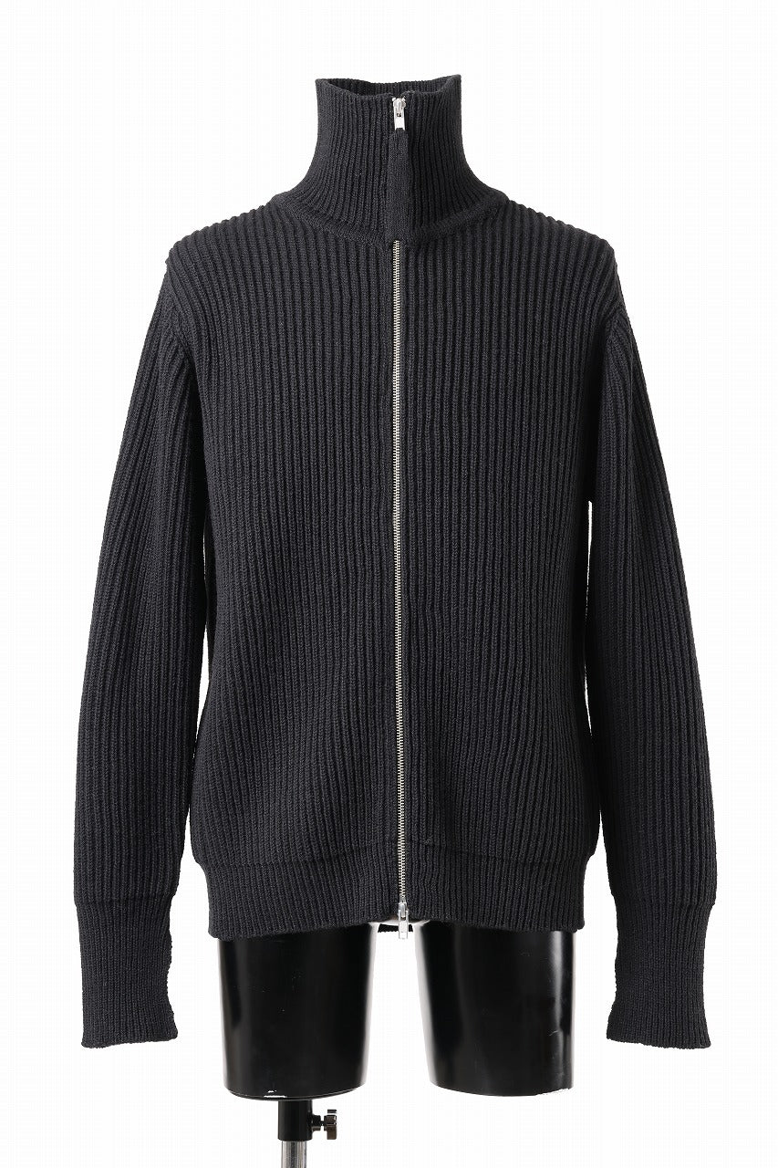 D-VEC FISHERMANS KNIT ZIP-UP JACKET (BLACK)