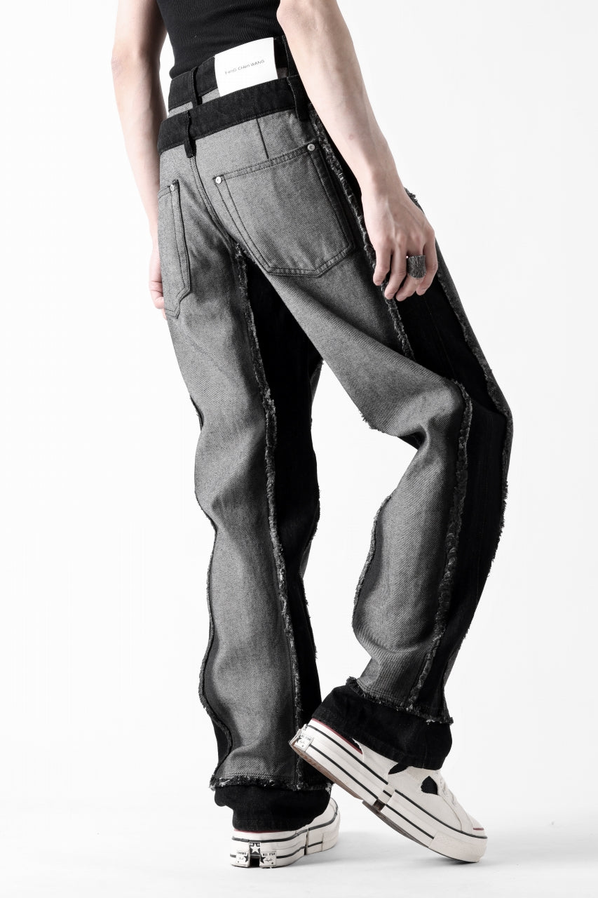 画像をギャラリービューアに読み込む, Feng Chen Wang RAW EDGE PATCHWORK TROUSERS (BLACK)