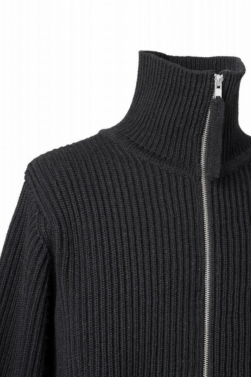 D-VEC FISHERMANS KNIT ZIP-UP JACKET (BLACK)