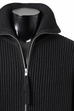 Load image into Gallery viewer, D-VEC FISHERMANS KNIT ZIP-UP JACKET (BLACK)