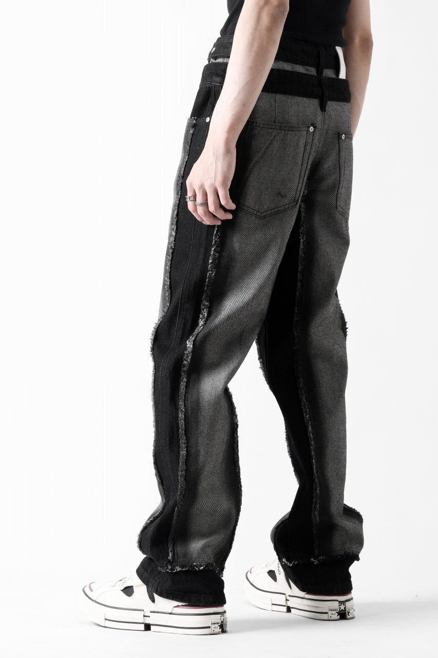 Feng Chen Wang RAW EDGE PATCHWORK TROUSERS (BLACK)