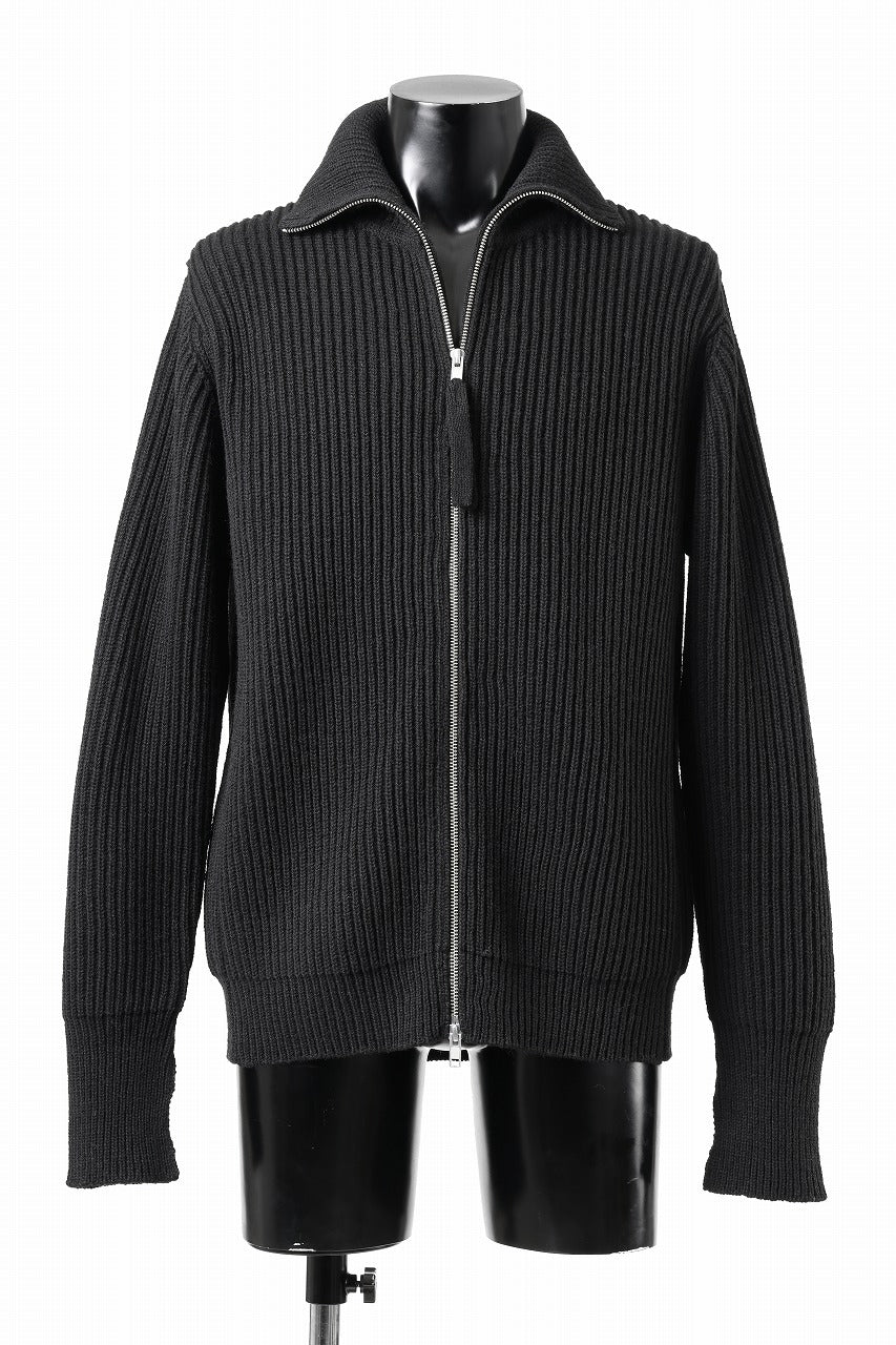 D-VEC FISHERMANS KNIT ZIP-UP JACKET (BLACK)