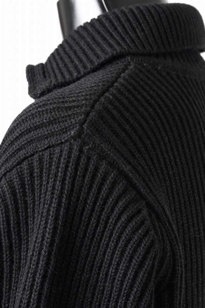 D-VEC FISHERMANS KNIT ZIP-UP JACKET (BLACK)