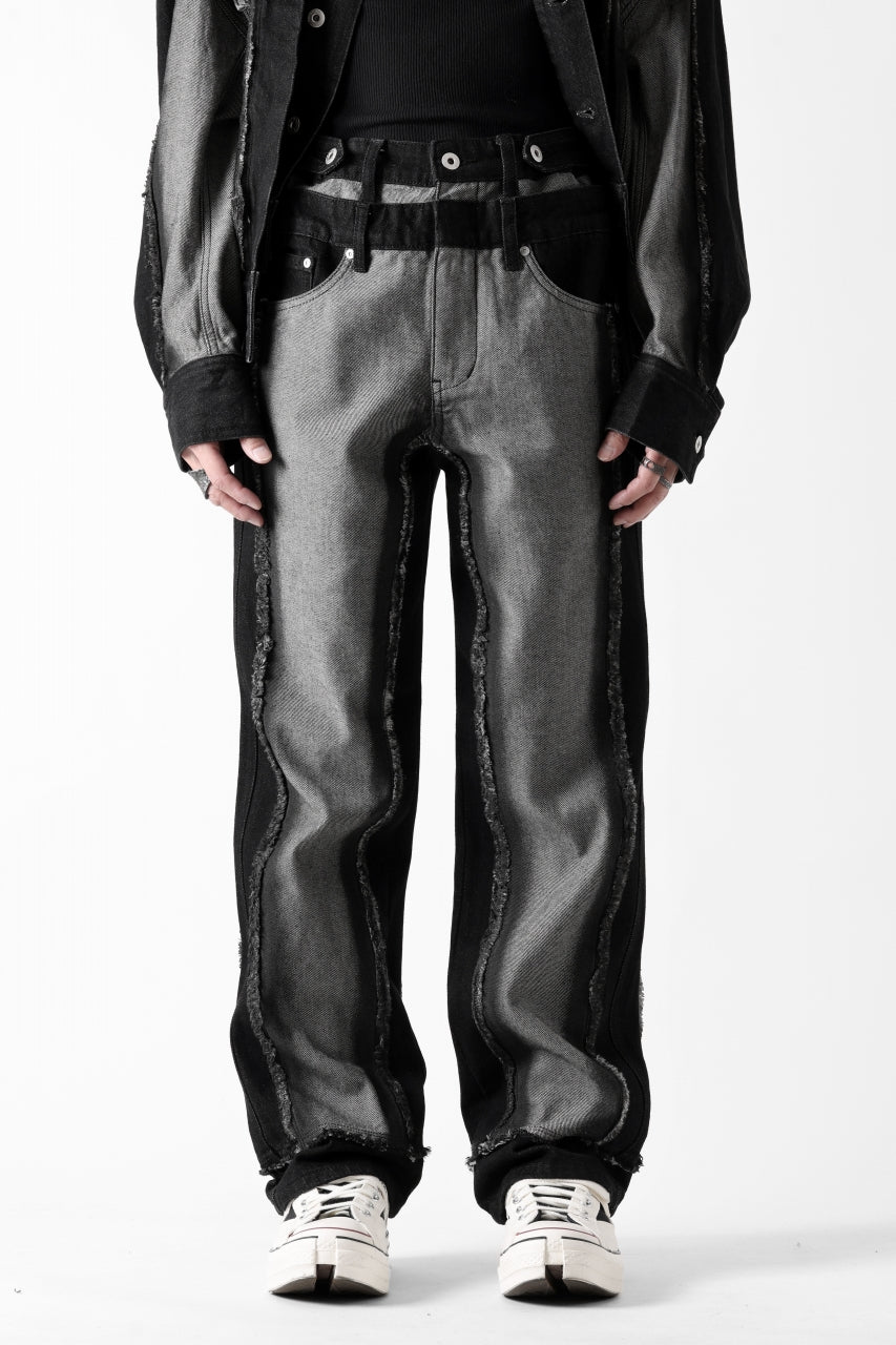 Feng Chen Wang RAW EDGE PATCHWORK TROUSERS (BLACK)