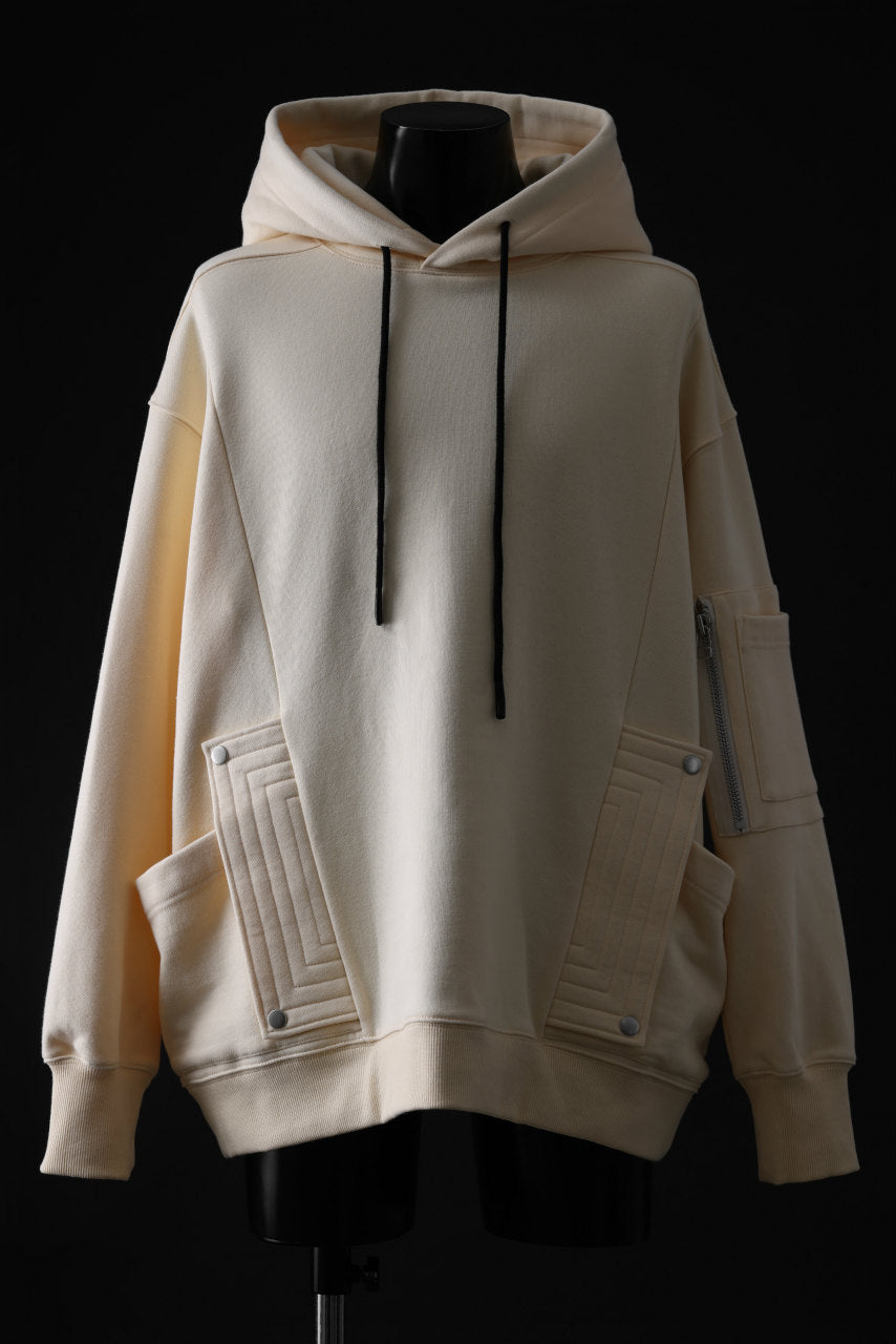 A.F ARTEFACT FLAP-DETAIL SWEAT HOODIE (CREAM)