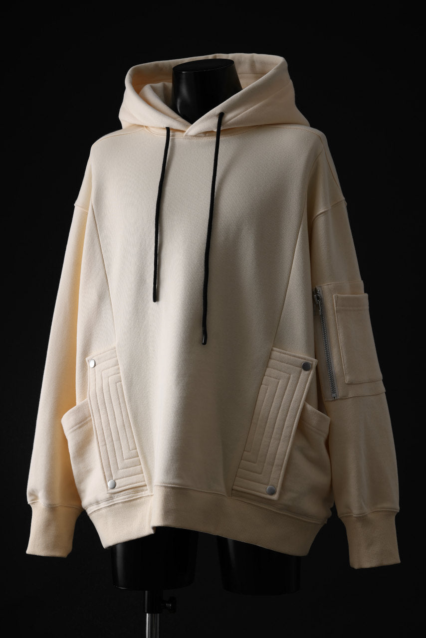 A.F ARTEFACT FLAP-DETAIL SWEAT HOODIE (CREAM)