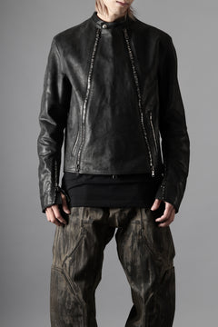 画像をギャラリービューアに読み込む, ierib Detachable Front Panel Jacket / Shiny Nubuck Horse (BLACK)