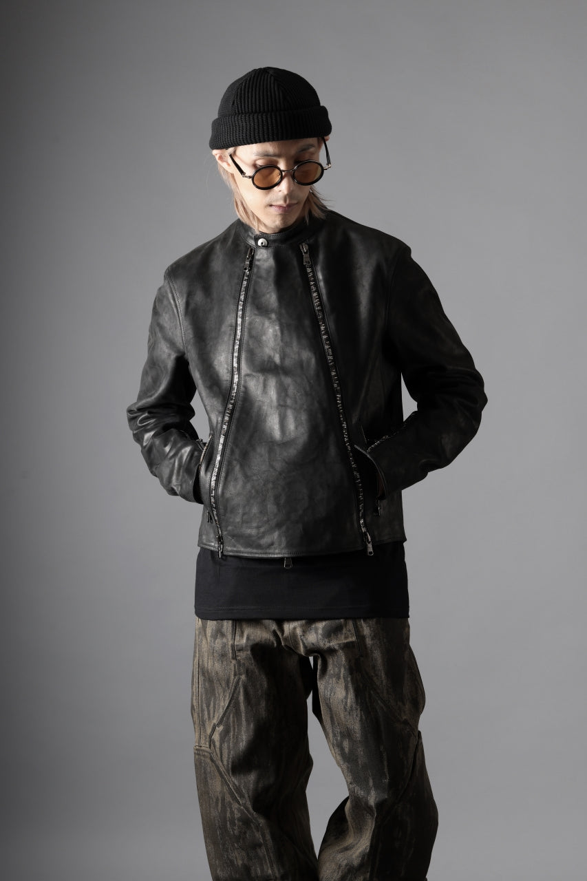 ierib Detachable Front Panel Jacket / Shiny Nubuck Horse (BLACK)