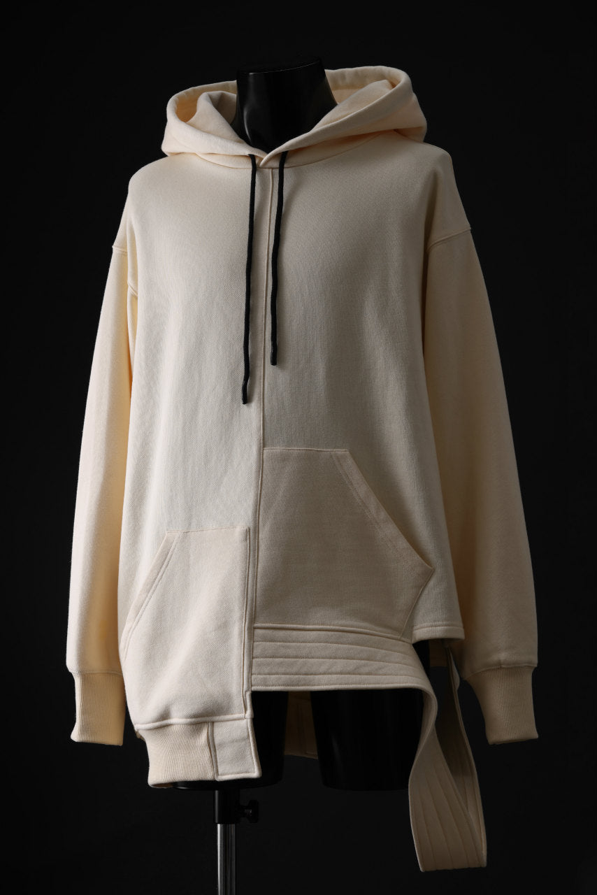 A.F ARTEFACT ASYMMETRY LOOP HEM SWEAT HOODIE (CREAM)