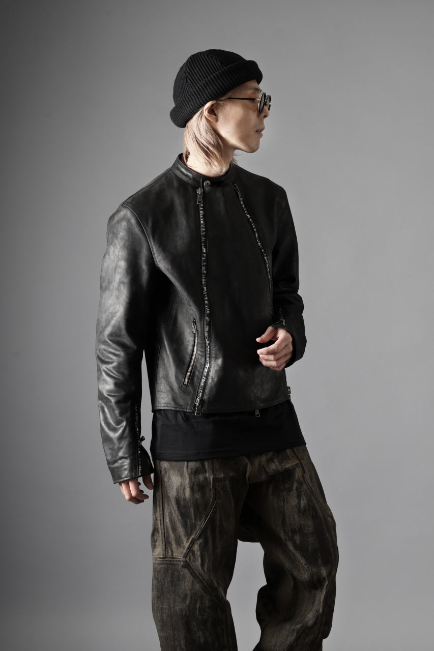 ierib Detachable Front Panel Jacket / Shiny Nubuck Horse (BLACK)