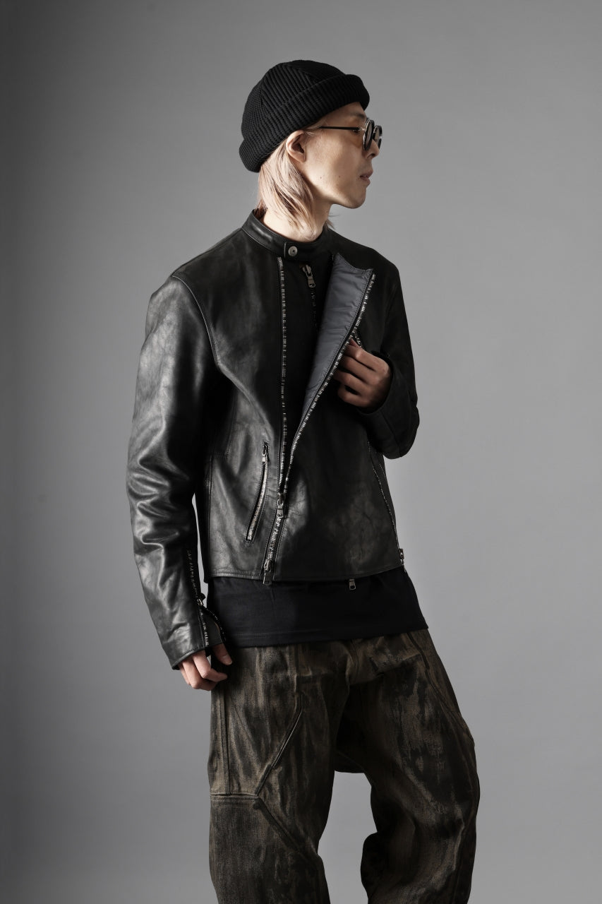 ierib Detachable Front Panel Jacket / Shiny Nubuck Horse (BLACK)