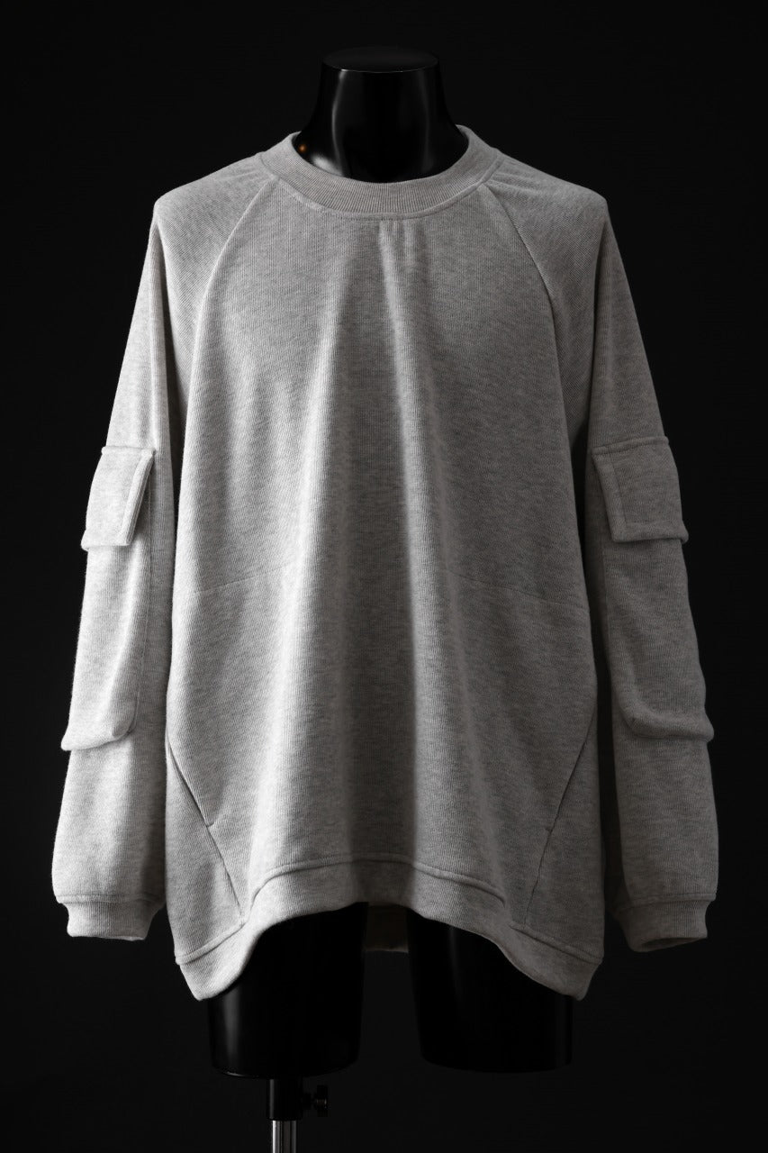 A.F ARTEFACT FLAP POCKET RAGLAN TOP / COPE KNIT JERSEY (LIGHT GREY)