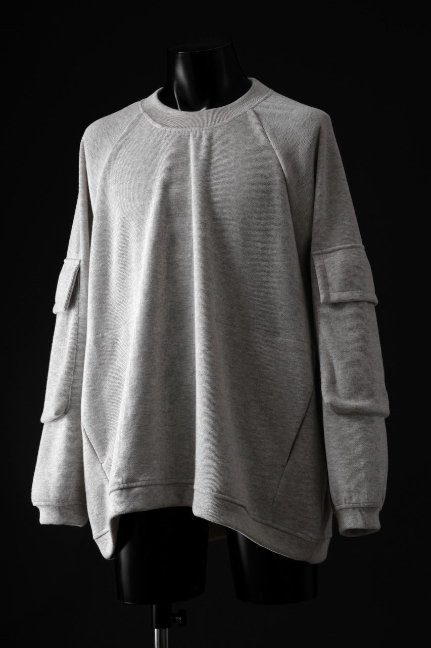 A.F ARTEFACT FLAP POCKET RAGLAN TOP / COPE KNIT JERSEY (LIGHT GREY)