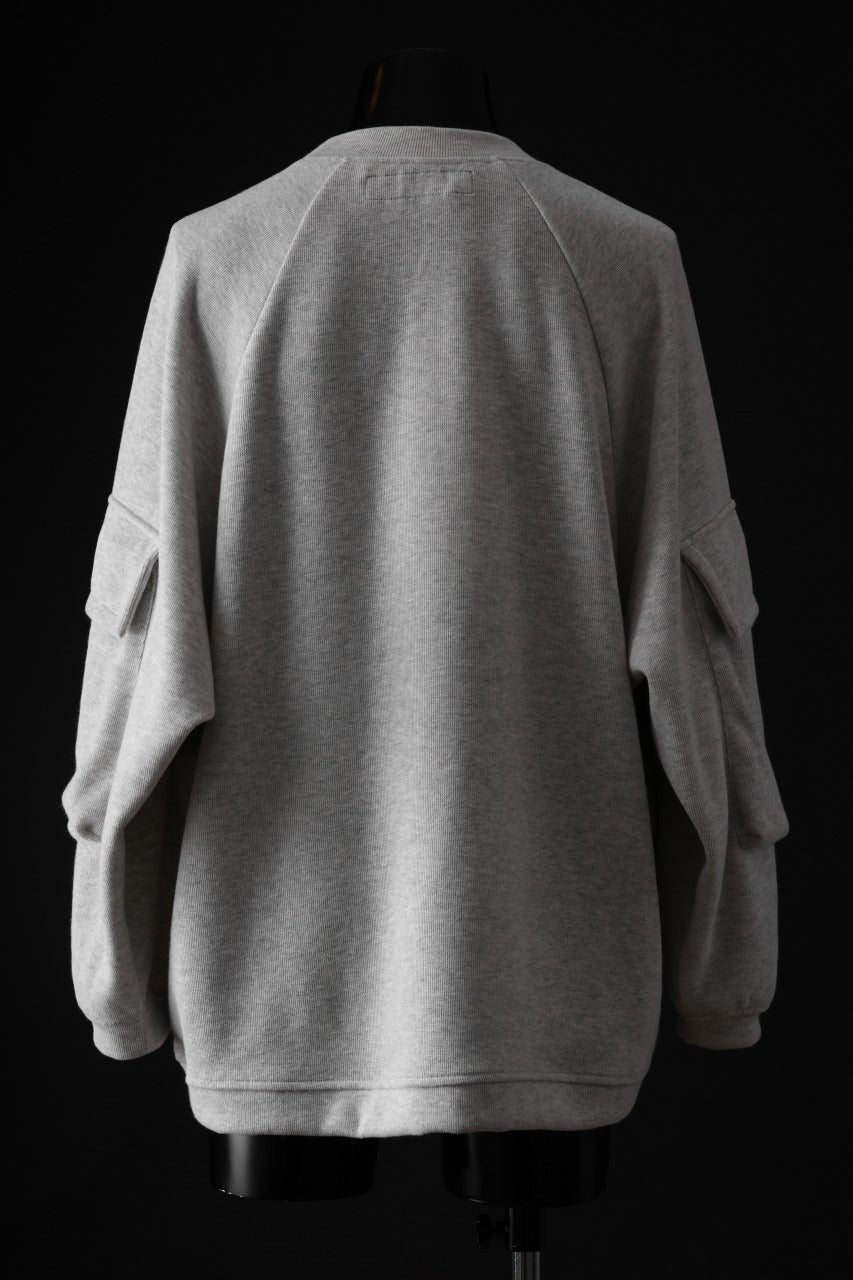 A.F ARTEFACT FLAP POCKET RAGLAN TOP / COPE KNIT JERSEY (LIGHT GREY)