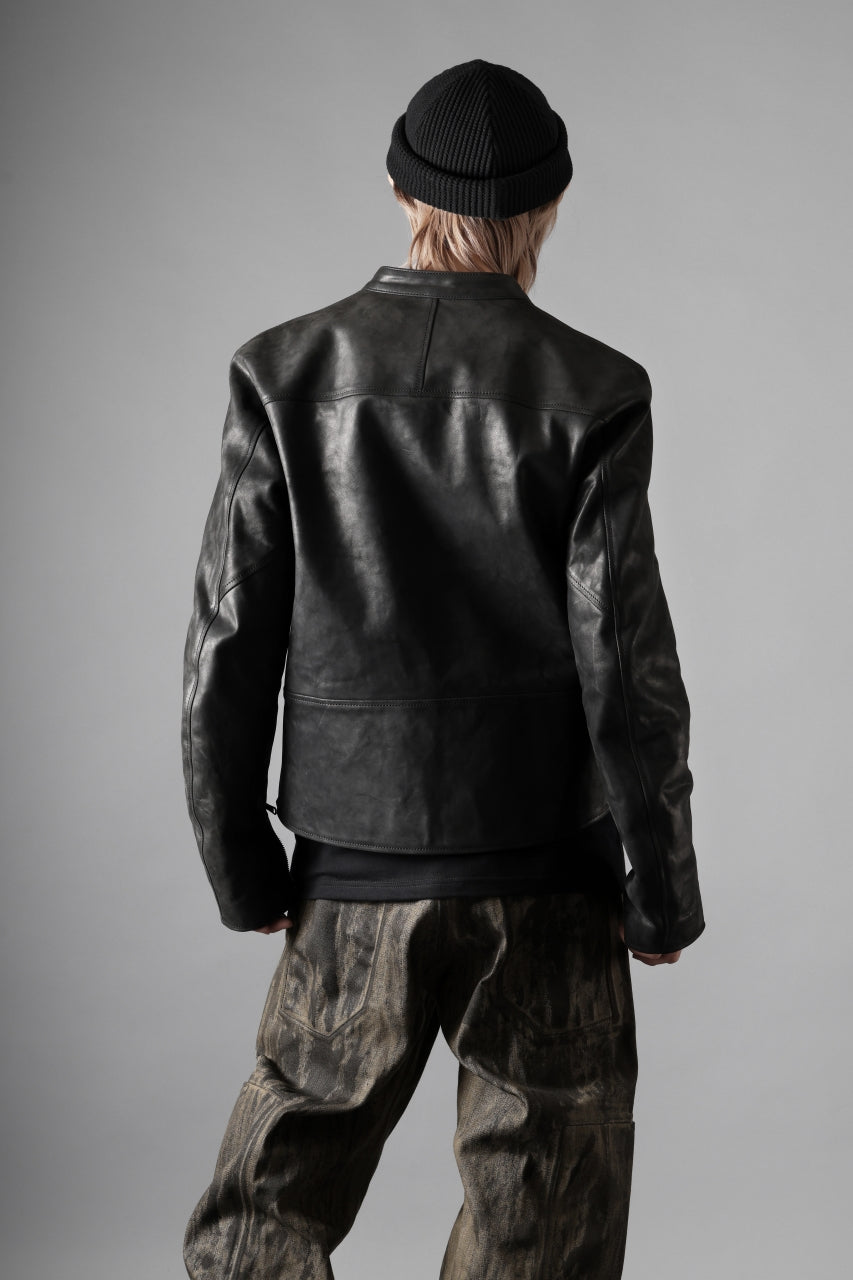 ierib Detachable Front Panel Jacket / Shiny Nubuck Horse (BLACK)