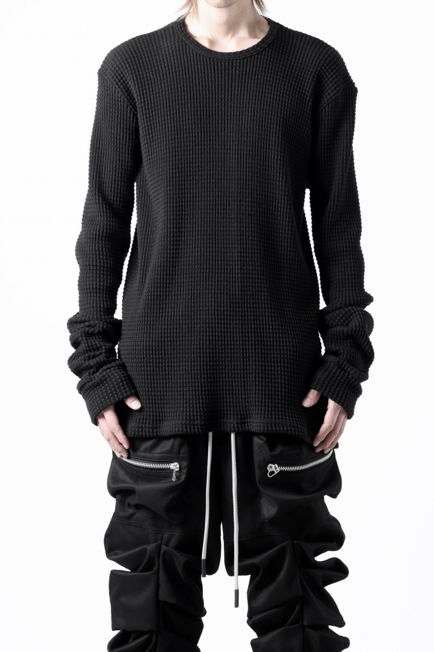 A.F ARTEFACT exclusive REGULAR FIT TOP / HEAVY WAFFLE JERSEY (BLACK)