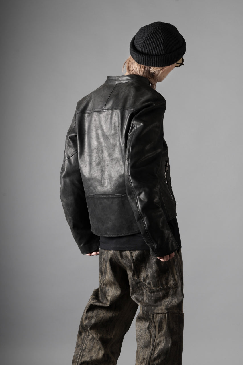 ierib Detachable Front Panel Jacket / Shiny Nubuck Horse (BLACK)