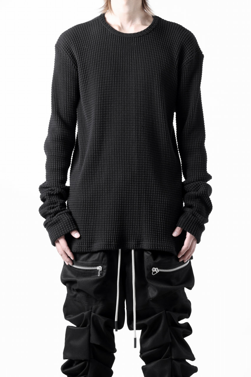 A.F ARTEFACT exclusive REGULAR FIT TOP / HEAVY WAFFLE JERSEY (BLACK)