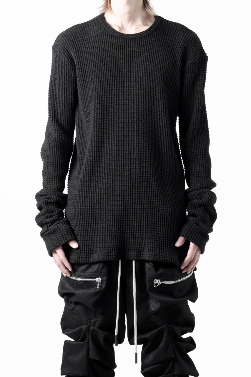 A.F ARTEFACT exclusive REGULAR FIT TOP / HEAVY WAFFLE JERSEY (BLACK)