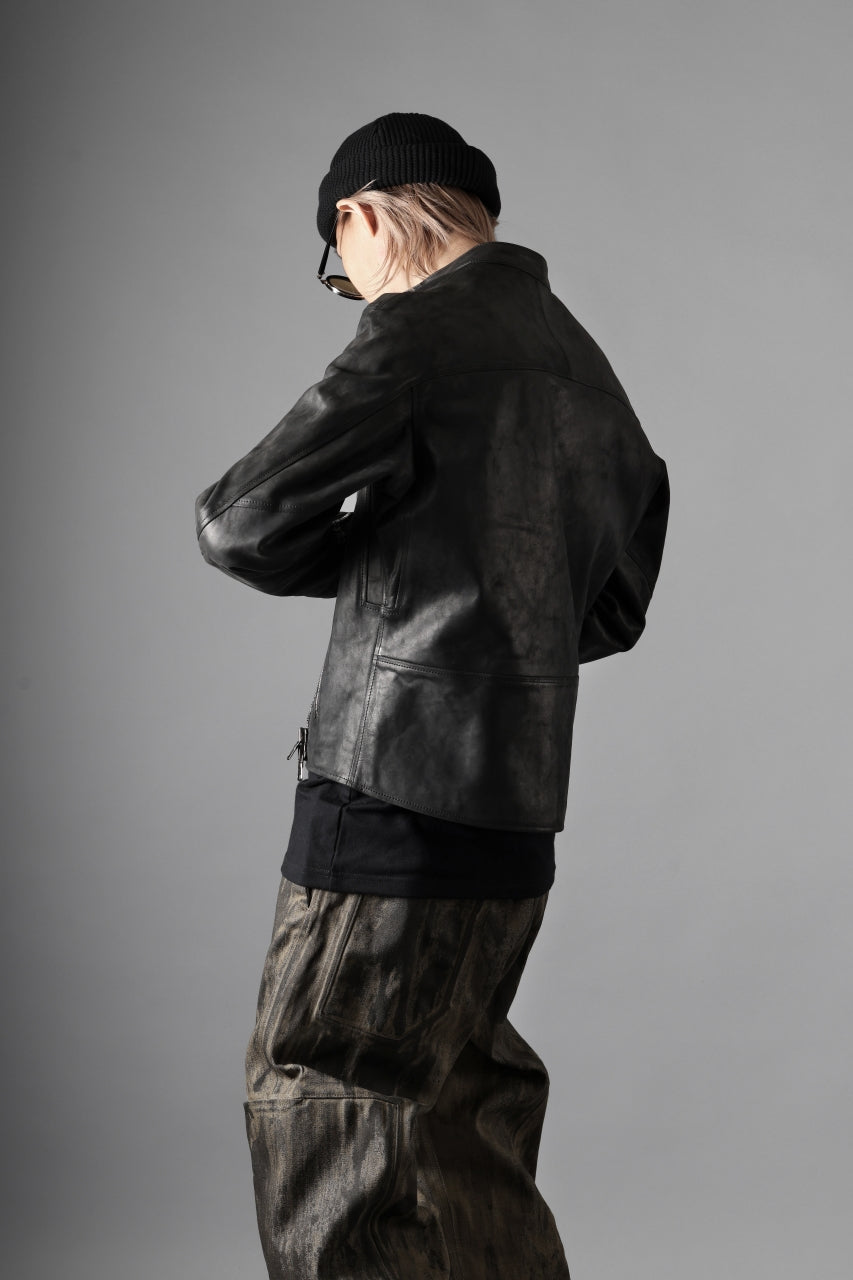 ierib Detachable Front Panel Jacket / Shiny Nubuck Horse (BLACK)