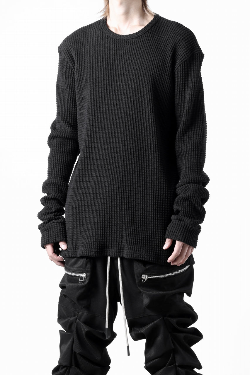 A.F ARTEFACT exclusive REGULAR FIT TOP / HEAVY WAFFLE JERSEY (BLACK)